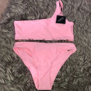 ZAFUL one shoulder pink bikini
